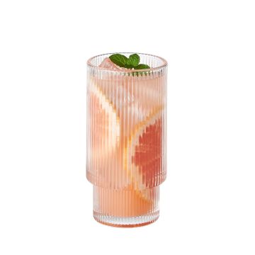 Nordic Ribbed Highball Glass Set with 325ml and 190ml sizes featuring modern textured design