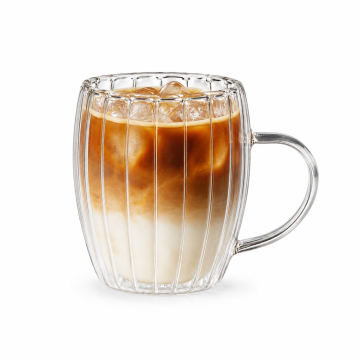 Velora Ribbed Double Walled Glass Cup