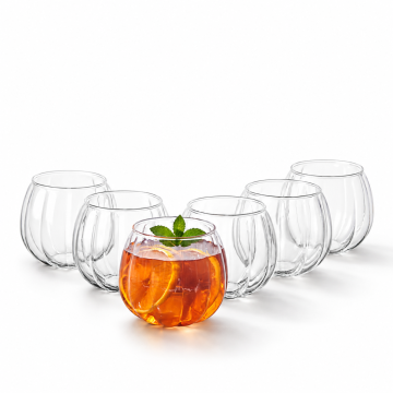 Eden & Willow pumpkin style glass tumbler in clear borosilicate glass