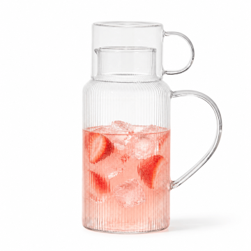 Ribbed Glass Water Jug Set with Tumbler